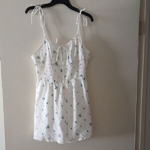 H&M White and Blue Textured Romper